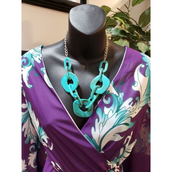 Haoohu Womens Purple Polyester V-Neck Long Sleeve Casual Long Maxi Dress Size 2X - Picture 2 of 11